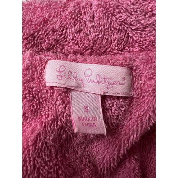 Lilly Pulitzer Bathrobe Womens Small White Pink Palm Trees Girl Cutesy - Picture 10 of 10